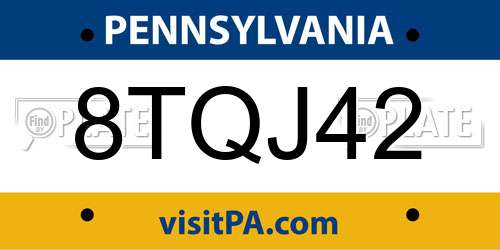 8TQJ42 Pennsylvania License Plate