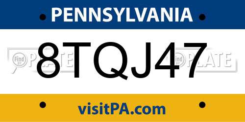 8TQJ47 Pennsylvania License Plate