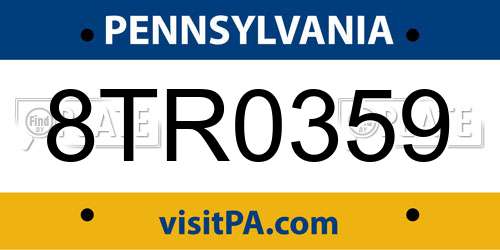 8TR0359 Pennsylvania License Plate