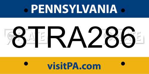 8TRA286 Pennsylvania License Plate