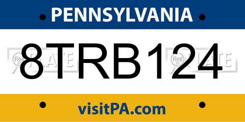 8TRB124 Pennsylvania License Plate