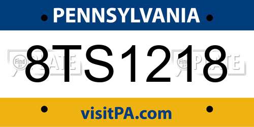 8TS1218 Pennsylvania License Plate