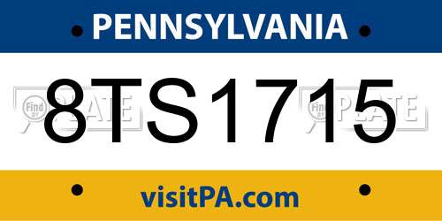 8TS1715 Pennsylvania License Plate