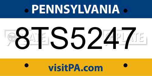 8TS5247 Pennsylvania License Plate
