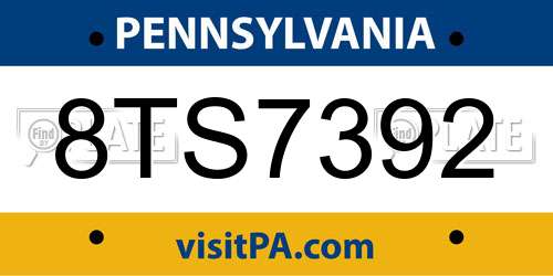 8TS7392 Pennsylvania License Plate