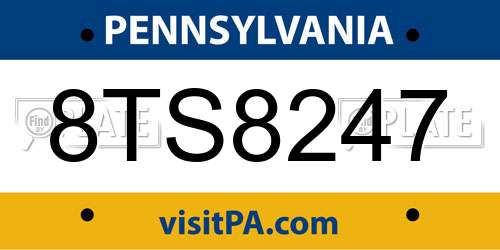 8TS8247 Pennsylvania License Plate