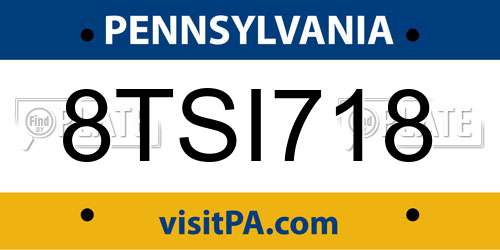 8TSI718 Pennsylvania License Plate