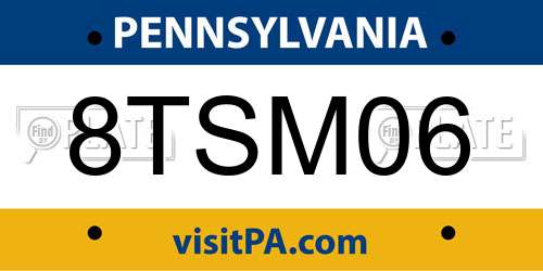 8TSM06 Pennsylvania License Plate