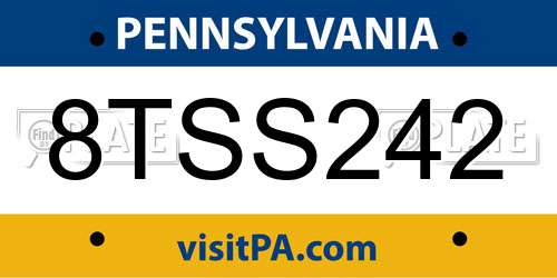8TSS242 Pennsylvania License Plate
