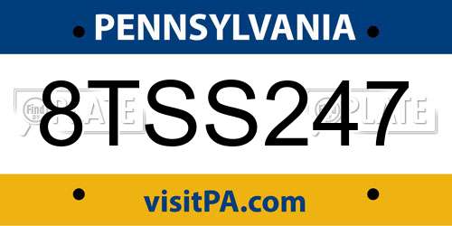 8TSS247 Pennsylvania License Plate