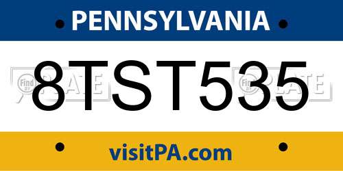 8TST535 Pennsylvania License Plate