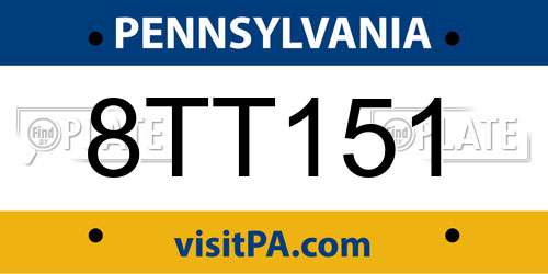 8TT151 Pennsylvania License Plate