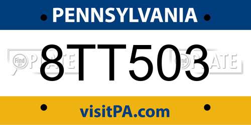 8TT503 Pennsylvania License Plate