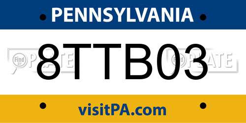 8TTB03 Pennsylvania License Plate