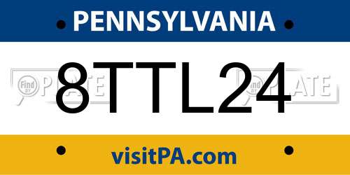 8TTL24 Pennsylvania License Plate
