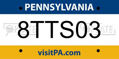 8TTS03 Pennsylvania License Plate