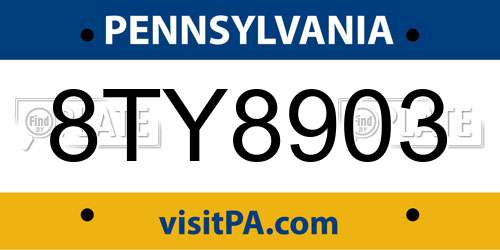 8TY8903 Pennsylvania License Plate