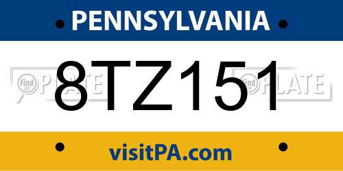 8TZ151 Pennsylvania License Plate