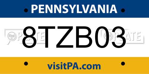 8TZB03 Pennsylvania License Plate