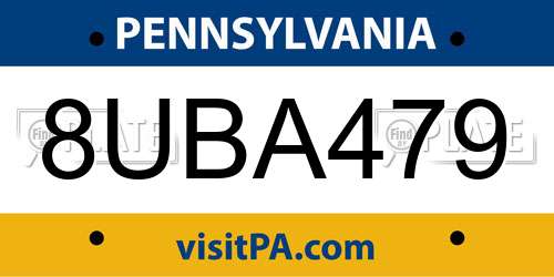 8UBA479 Pennsylvania License Plate