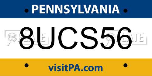 8UCS56 Pennsylvania License Plate