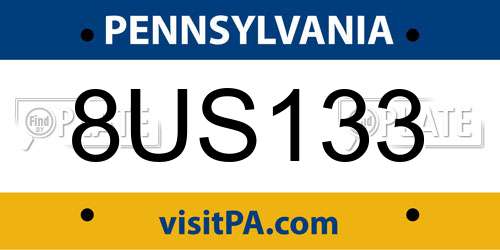 8US133 Pennsylvania License Plate