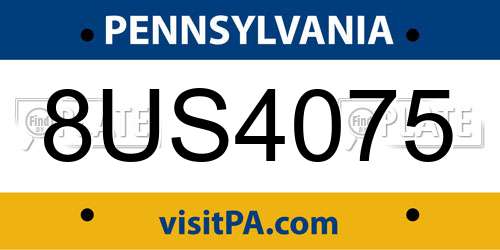 8US4075 Pennsylvania License Plate