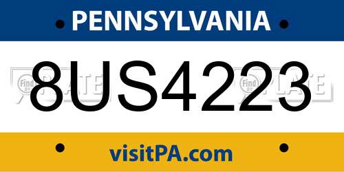 8US4223 Pennsylvania License Plate