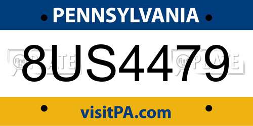 8US4479 Pennsylvania License Plate