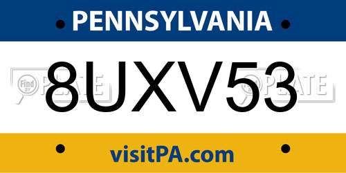 8UXV53 Pennsylvania License Plate