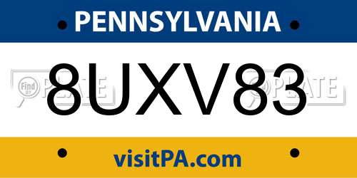 8UXV83 Pennsylvania License Plate