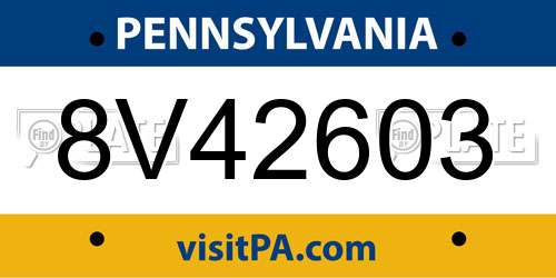 8V42603 Pennsylvania License Plate
