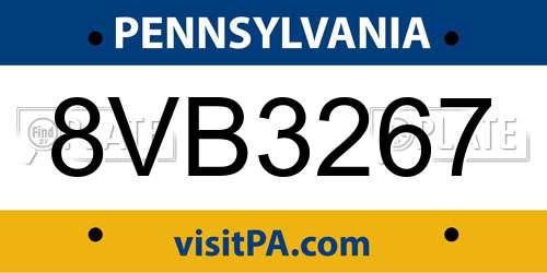 8VB3267 Pennsylvania License Plate