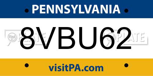 8VBU62 Pennsylvania License Plate