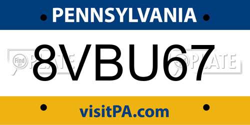 8VBU67 Pennsylvania License Plate