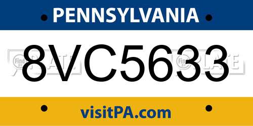 8VC5633 Pennsylvania License Plate