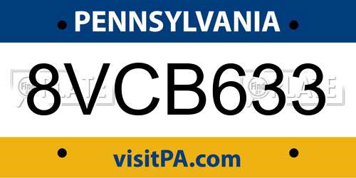 8VCB633 Pennsylvania License Plate