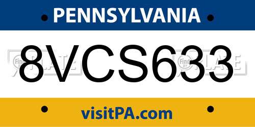 8VCS633 Pennsylvania License Plate