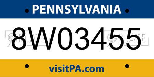 8W03455 Pennsylvania License Plate
