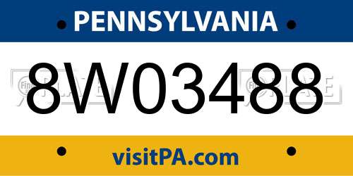 8W03488 Pennsylvania License Plate