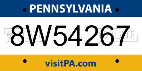 8W54267 Pennsylvania License Plate