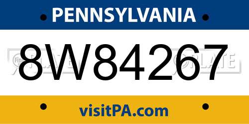 8W84267 Pennsylvania License Plate