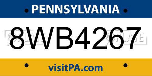 8WB4267 Pennsylvania License Plate