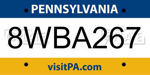 8WBA267 Pennsylvania License Plate