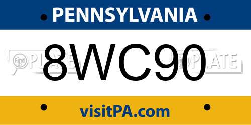 8WC90 Pennsylvania License Plate