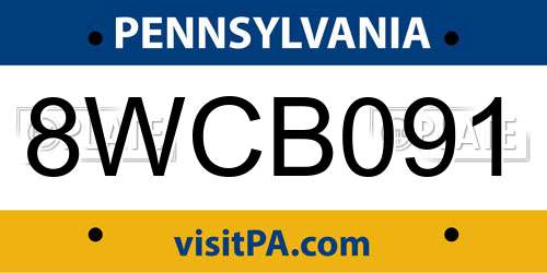 8WCB091 Pennsylvania License Plate