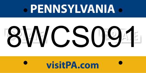 8WCS091 Pennsylvania License Plate