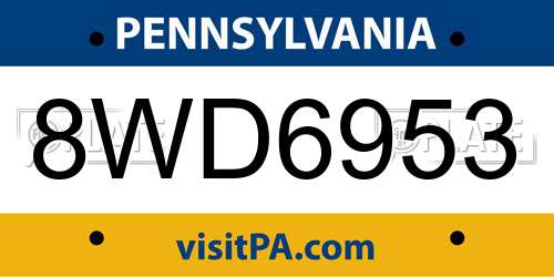 8WD6953 Pennsylvania License Plate