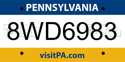 8WD6983 Pennsylvania License Plate
