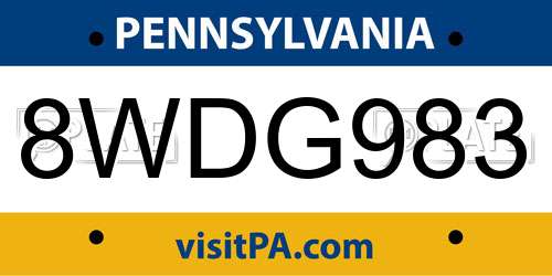 8WDG983 Pennsylvania License Plate